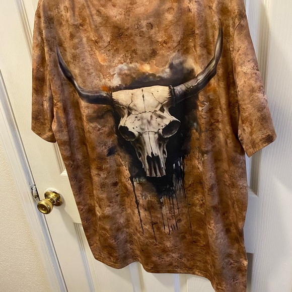 Brown Bull Skull Graphic T-Shirt - Picture 2 of 7